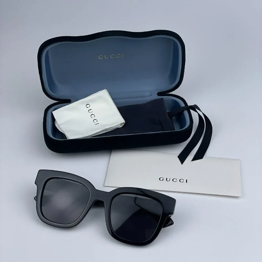 NEW Gucci GG0998S 001 Black Grey Square Unisex Sunglasses